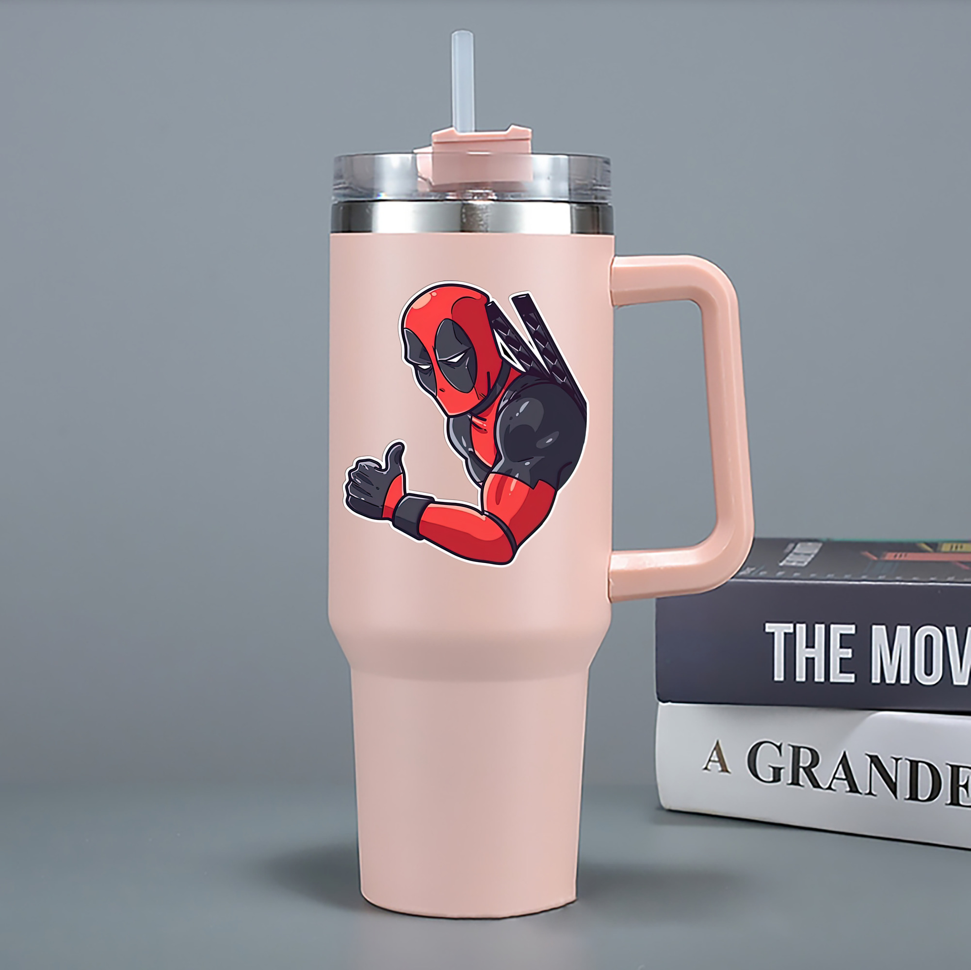 （画像用） Deadpool デッドプール 1200mL車用タンブラー - クリスタルステッカー（プラスチックストロー付き）